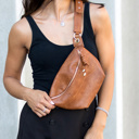 Cognac Luxe Convertible Sling/Belt Bag | AILI'S CORNER