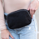 Black Lola Boucle Sherpa Sling/Belt Bag | AILI'S CORNER