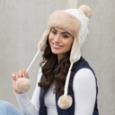 Ivory Cable Weave Pom Trapper Hat | AILI'S CORNER