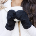 Black Plush Fur Lined Mittens | AILI'S CORNER