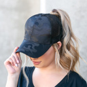 Black Camo Messy Bun Cap | AILI'S CORNER