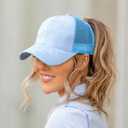 Light Blue Camo Messy Bun Cap | AILI'S CORNER