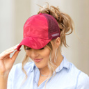 Wine Camo Messy Bun Cap | AILI'S CORNER