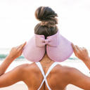 Vintage Plum Foldable Wide Brim Bow Visor | AILI'S CORNER