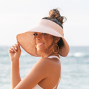 Blush Foldable Wide Brim Bow Visor | AILI'S CORNER