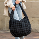 Black Taylor Quilted Puffer Tote | AILI'S CORNER