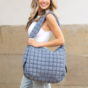 Slate Blue Taylor Quilted Puffer Tote | AILI'S CORNER