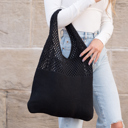Black Soft Knit Hobo Shoulder Bag | AILI'S CORNER