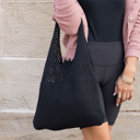 Black Soft Knit Hobo Shoulder Bag | AILI'S CORNER