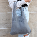 Gray Soft Knit Hobo Shoulder Bag | AILI'S CORNER