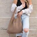 Mocha Soft Knit Hobo Shoulder Bag | AILI'S CORNER