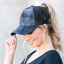 Black CC Tie Dye Ponytail Caps | AILI'S CORNER