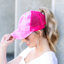 Hot Pink CC Tie Dye Ponytail Caps | AILI'S CORNER