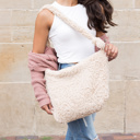 Beige Boucle Sherpa Messenger Bag