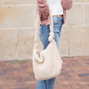 Beige Boucle Sherpa Messenger Bag