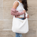 Ivory Boucle Sherpa Messenger Bag