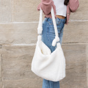 Ivory Boucle Sherpa Messenger Bag