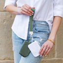Eucalyptus/White Clippable Dual Pouch Wristlet