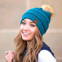 Teal C.C® Fur Pom Beanie