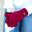 Burgundy C.C® Cable Knit Lined Gloves