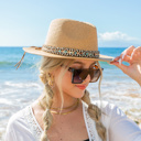 Khaki Boho Accent Panama Hat | AILI'S CORNER