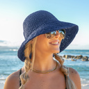 Navy Bow Accent Straw Hat | AILI'S CORNER