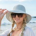 Lt Gray Bow Back Sun Hat | AILI'S CORNER