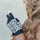 Black Leopard Stretch Touch Gloves