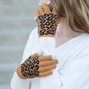 Camel Leopard Stretch Touch Gloves