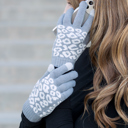 Gray Leopard Stretch Touch Gloves
