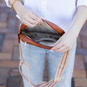 Black/Cognac Everly Vegan Leather Camera Crossbody