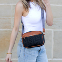 Black/Cognac Everly Vegan Leather Camera Crossbody
