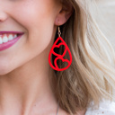 Red Wooden Heart Teardrop Earrings | AILI'S CORNER