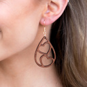 Walnut Wooden Heart Teardrop Earrings | AILI'S CORNER