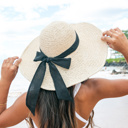 Straw Bow Accent Peasant Sunhat | AILI'S CORNER