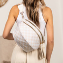 Almond Check  Frankie Oversize Double Zip Print Crescent Sling | AILI'S CORNER