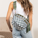 Eucalyptus Check  Frankie Oversize Double Zip Print Crescent Sling | AILI'S CORNER