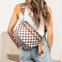 Mocha Check  Frankie Oversize Double Zip Print Crescent Sling | AILI'S CORNER