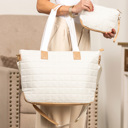 Soft White Mila Quilted Traveler Tote
