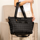 Black Mila Quilted Traveler Tote