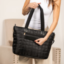 Black Mila Quilted Traveler Tote