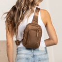 Mocha Kira Essential Nylon Crossbody | AILI'S CORNER