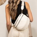 Bone Sabrina Double Zip Leather Crescent Sling | AILI'S CORNER