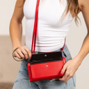 Red Ryann Genuine Leather Phone Wallet Crossbody | AILI'S CORNER