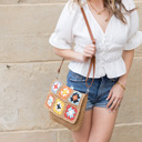 Khaki Sylvie Foldover Crochet Woven Crossbody | AILI'S CORNER
