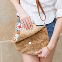 Khaki Sylvie Foldover Crochet Woven Crossbody | AILI'S CORNER