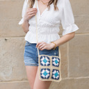 Navy Eliza Crochet Straw Crossbody | AILI'S CORNER