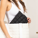 Black Lainey Quilted Puffer Clutch | AILI'S CORNER