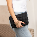 Black Lainey Quilted Puffer Clutch | AILI'S CORNER