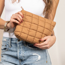 Mocha Lainey Quilted Puffer Clutch | AILI'S CORNER